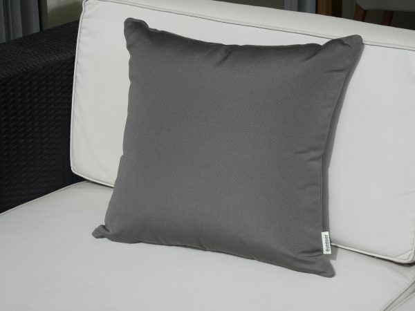 Charcoal Grey Sunbrella outdoor cushion on couch