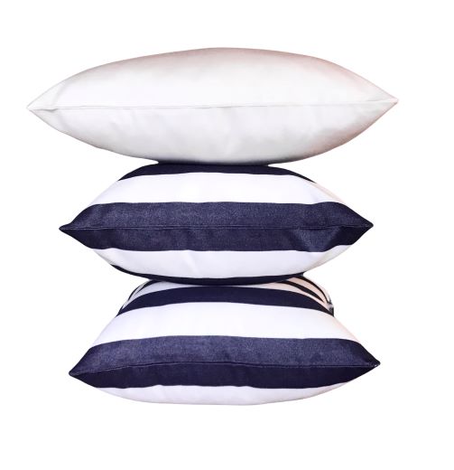 Outdoor Cushion Sets Sunbrella Positano Navy Off White 3 Pack